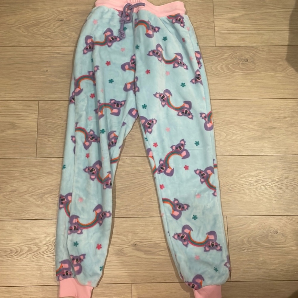 NWOT. Sherpa Fleece Pajama Pants with Rainbow Koala Print